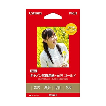 (まとめ) キヤノン Canon 写真用紙・光沢 ゴールド 印画紙タイプ GL-101L100 L判 2310B001 1冊（100枚） 【×10セット】