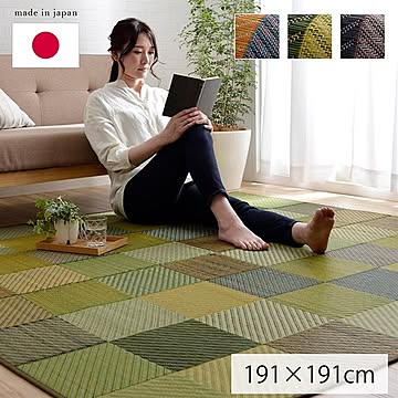 イケヒコ・コーポレーション い草ラグ 1709200 ＤＸカラフルブロック 191×191cm グリーン
