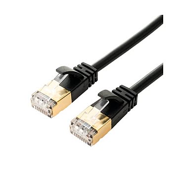 （まとめ） ミヨシ CAT.7 スリムLANケーブル 黒 0.5m TWM-75BK 【×5セット】