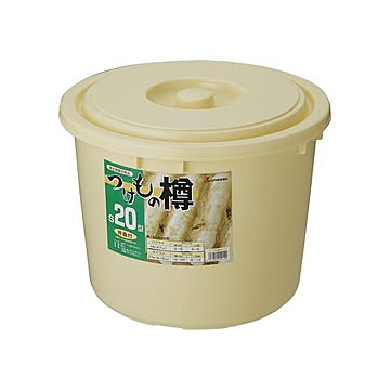 【14セット】 漬物樽/漬物用品 【S20型】 アイボリー 本体・蓋：PE 押し蓋：PP 〔キッチン用品 家庭用品 手づくり〕【代引不可】