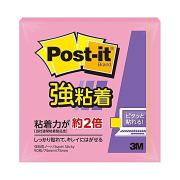 (まとめ) 3M ポストイット 強粘着ノート 75×75mm ローズ 654SS-RO 1冊  【×30セット】