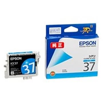 （まとめ買い）エプソン EPSON IJインクカートリッジ ICC37 シアン ×4セット
