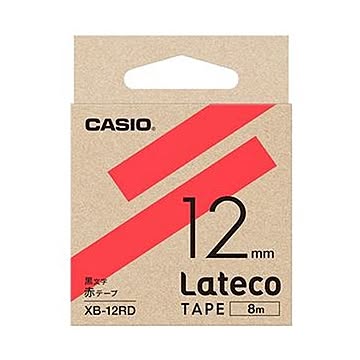 （まとめ）カシオ ラテコ 詰替用テープ12mm×8m 赤/黒文字 XB-12RD 1セット（5個）【×3セット】