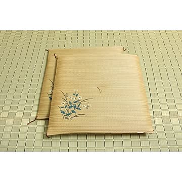 純国産 捺染返し い草座布団 『小花 2枚組』 ベージュ 55×55cm×2P