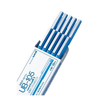 (まとめ) 三菱鉛筆 水性ボールペン ユニボール 0.5mm 青 UB105.33 1セット（10本） 【×10セット】