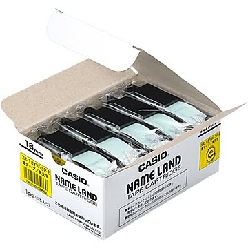 カシオ CASIO ネームランド NAME LAND スタンダードテープ 18mm×8m 黄/黒文字 XR-18YW-5P-E 1パック(5個)