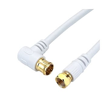 （まとめ）HORIC アンテナケーブル 15m ホワイト F型差込式／ネジ式コネクタ L字／ストレートタイプ HAT150-121LSWH【×2セット】