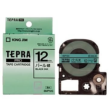 （まとめ） キングジム テプラ PRO テープカートリッジ カラーラベル（パール） 12mm 緑／黒文字 SMP12G 1個 【×5セット】