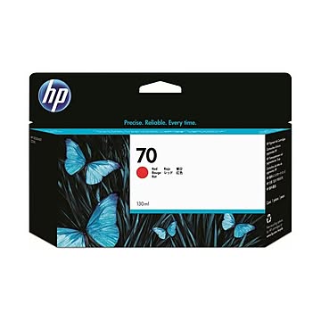 （まとめ） HP70 インクカートリッジ レッド 130ml 顔料系 C9456A 1個 【×3セット】