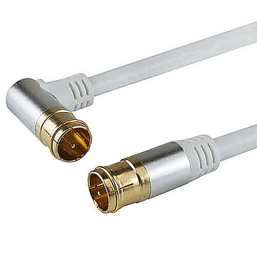 5個セット アンテナケーブル 10m ホワイト アルミヘッド L字差込式/差込式コネクタ AC100-399WHX5 管理No. 4589452993482