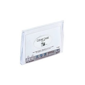 (業務用10セット) LIHITLAB クリアケース/クリアポーチ 【A4/ワイドマチ付き】 ヨコ型 F-74SM 白