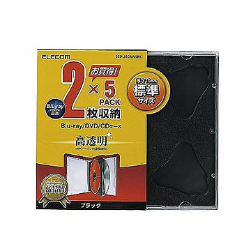 エレコム　Blu-ray/DVD/CDケース(標準/PS/2枚収納)　CCD-JSCNW5BK