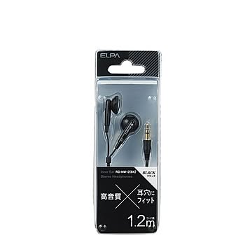 （まとめ） ELPA ステレオインナーホン ブラック 1.2m RD-NM12（BK） 【×5セット】