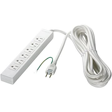 バッファロー(サプライ) 3ピン式電源タップ 6個口タイプ マグネット付 2m ホワイト BSTAPMG3620WH