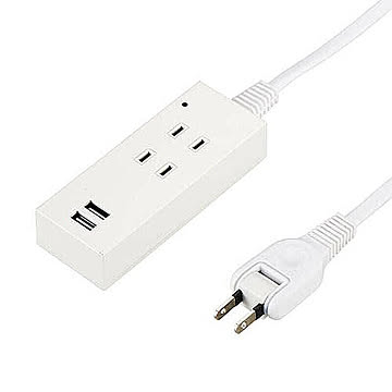 5個セット YAZAWA 雷ガード付2AC2USB2.1A2.5mホワイト Y02K4025WH2UX5 管理No. 4589453400521
