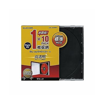 (まとめ)エレコム Blu-ray/DVD/CDケース(標準/PS/1枚収納) CCD-JSCN10BK×5セット