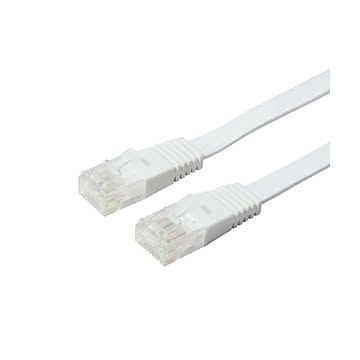 (まとめ)ミヨシ カテ5eストレートLANケーブル フラットタイプ 幅7.2mm 厚さ1.5mm ホワイト 5m ZLN-FL05WH×10セット