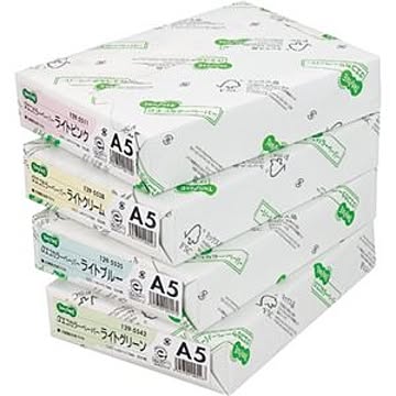 （まとめ） TANOSEE αエコカラーペーパーII A5 ライトグリーン 1冊（500枚） 【×5セット】