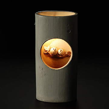 信楽焼 小判型ふくろうあかり 室内用