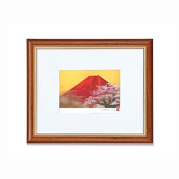 吉岡浩太郎 絵画額（スタンド付） 赤富士桜