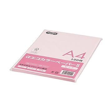 (まとめ) TANOSEE αエコカラーペーパーII A4 ピンク 少枚数パック 1冊（100枚） 【×30セット】