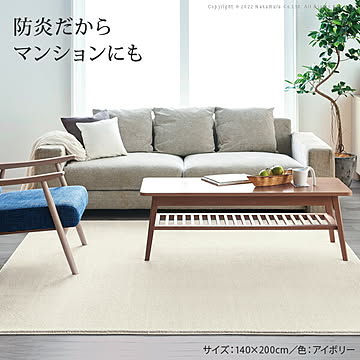ナカムラエイヴァ 防音防炎ラグ 200x200cm アイボリー