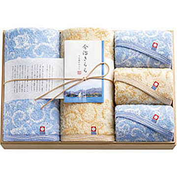 今治きらら 木箱入りバスタオル2P&フェイスタオル3P