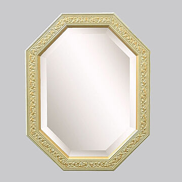 鏡 壁掛け イタリア製 八角ミラー うぐいす色＆ゴールド