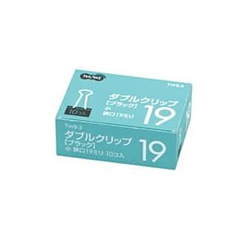 (まとめ) TANOSEE ダブルクリップ 小 口幅19mm ブラック 1セット（300個：10個×30箱）  【×10セット】