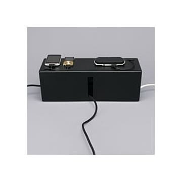 （まとめ） バッファロー ケーブルボックス 電源タップ＆ケーブル収容 Lサイズ ブラック BSTB01LBK 1個 【×2セット】
