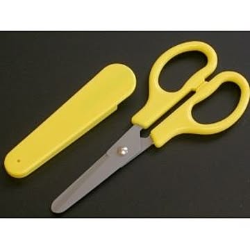 （まとめ） 木村刃物 キャップ付きこどもはさみ フッ素加工タイプ V5-135FC レモン 1丁入 【×5セット】