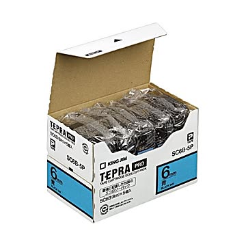 (まとめ）キングジム テプラ PRO テープカートリッジ パステル 6mm 青/黒文字 エコパック SC6B-5P 1パック(5個)【×3セット】