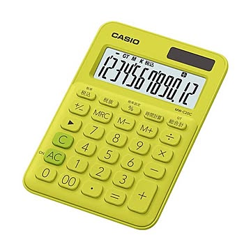 （まとめ）カシオ カラフル電卓 ミニジャストタイプ12桁 ライムグリーン MW-C20C-YG-N 1台【×5セット】