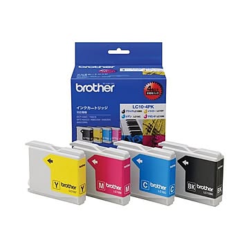 (まとめ) ブラザー BROTHER インクカートリッジ お徳用 4色 LC10-4PK 1箱（4個：各色1個） 【×10セット】