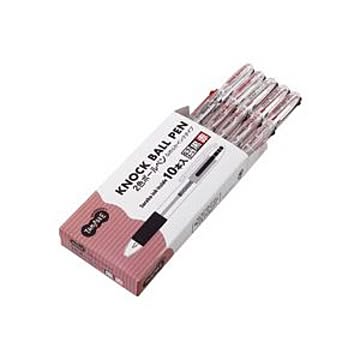 (まとめ) TANOSEE ノック式油性2色ボールペン（なめらかインク） 0.7mm 1セット（10本） 【×10セット】