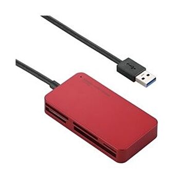 エレコム メモリリーダライタ/USB3.0/SD・microSD・MS・XD・CF対応/スリムコネクタ/レッド MR3-A006RD