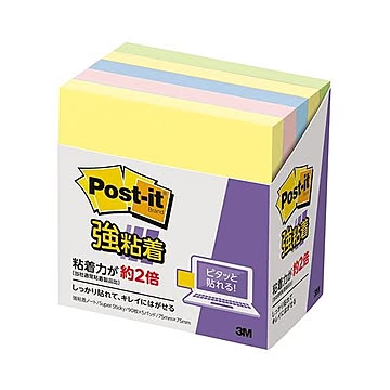 (まとめ) 3M ポスト・イット 強粘着ノートパステルカラー 75×75mm 混色 654-5SSAP 1パック（5冊）  【×10セット】