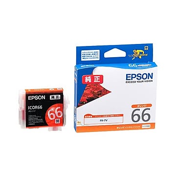 （まとめ） エプソン EPSON インクカートリッジ オレンジ ICOR66 1個 【×3セット】