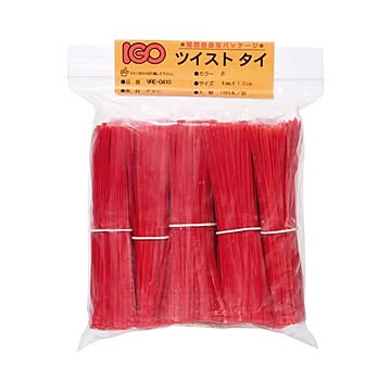 (まとめ) アイジーオー ツイストタイ PET製 幅4mm×長さ10cm 1パック（1000本）  【×10セット】