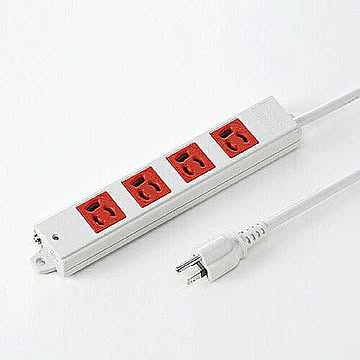 3P、3m、4個口タップ赤色(緊急用) 管理No. 4969887831595