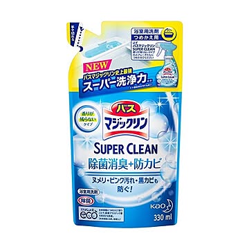 （まとめ）花王 バスマジックリン 泡立ちスプレーSUPER CLEAN 香りが残らないタイプ つめかえ用 330ml 1個【×20セット】