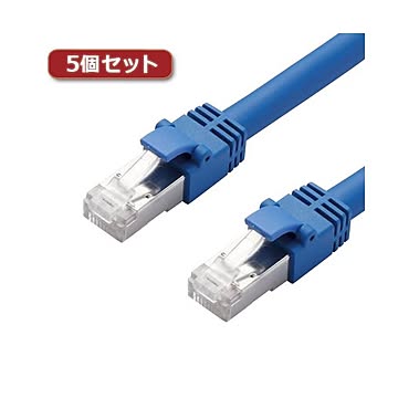 5個セット エレコム LANケーブル/CAT7/2m/ブルー LD-TWS/BU2X5