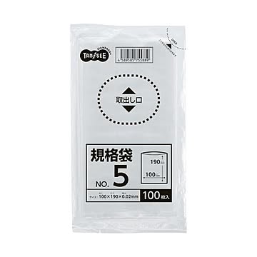 （まとめ） TANOSEE 規格袋 5号0.02×100×190mm 1セット（2000枚：100枚×20パック） 【×5セット】