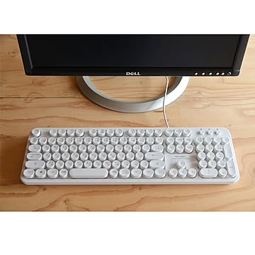ミヨシ(MCO) レトロ風デザインキーボード ホワイト TRT-US01/WH