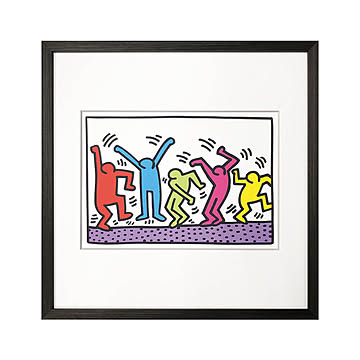 Keith Haring フレーム付きアートポスター Untitled dance ブラック 42.5cm×42.5cm×3.2cm
