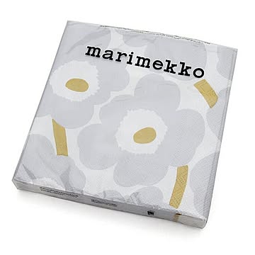 マリメッコ ペーパーナプキン ウニッコ ホワイトシルバー 33x33cm 20枚入り marimekko UNIKKO