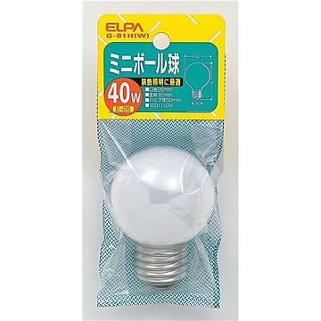 （まとめ） ELPA ミニボール球 電球 40W E26 G50 ホワイト G-81H（W） 【×25セット】