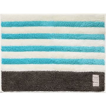 オカトー ふわもこバスマット 45×60cm ブルーボーダー 2セット