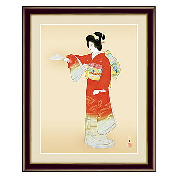 アート 額絵 序の舞 上村 松園 本紙サイズ F4(約31x23cm) 額サイズ 42x34cm 三幸
