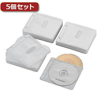 5個セットエレコム Blu-ray・CD・DVD対応不織布ケース CCD-NBWB240WHX5 管理No. 4589452987733